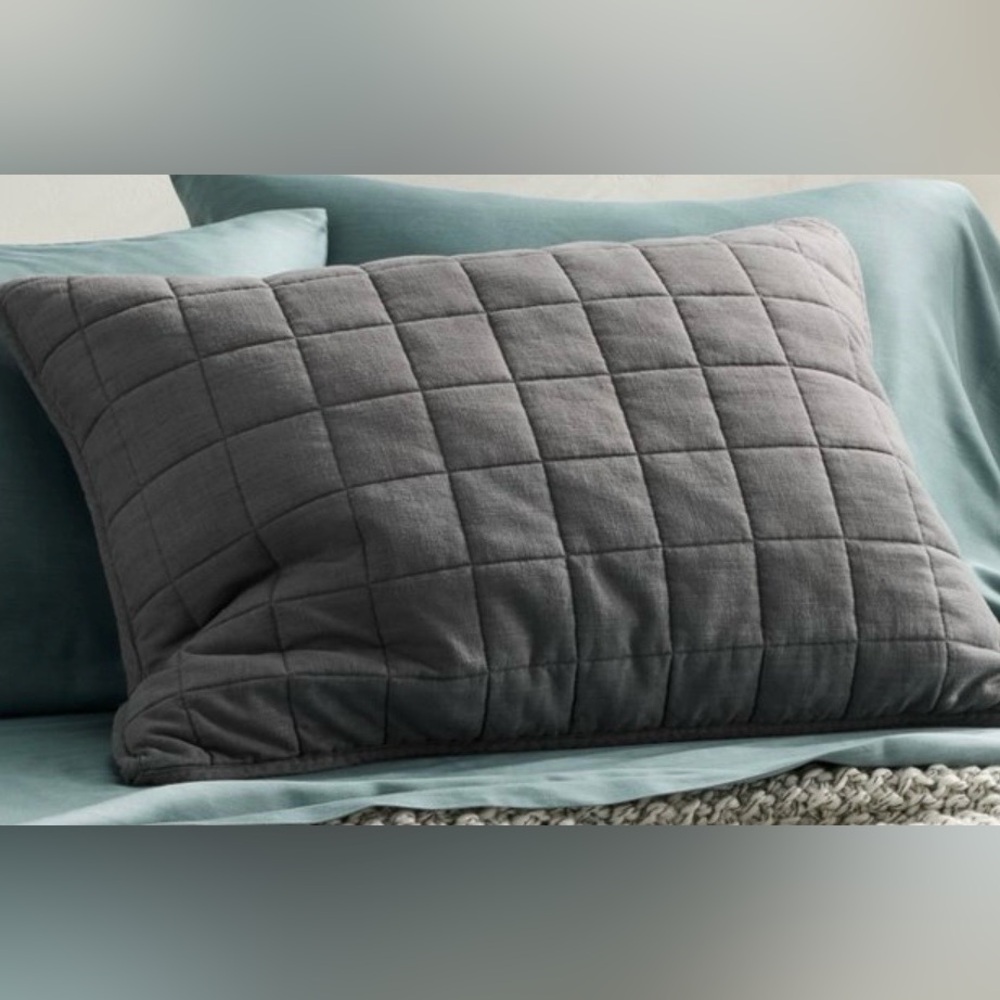 NEW Casaluna Standard Heavyweight Linen Blend Sham in Dark Gray